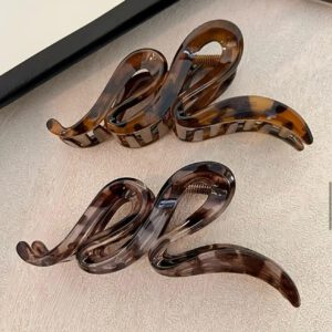 Mixed Wavy Leopard Hair Claw Clips - Stylish & Elegance