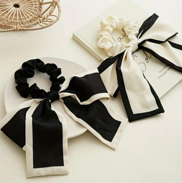 Luxury Black And White Bowknot Hair Ties - Image 3