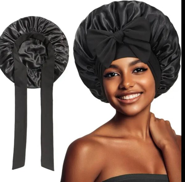 Women Satin Solid Sleeping Hat - Image 3