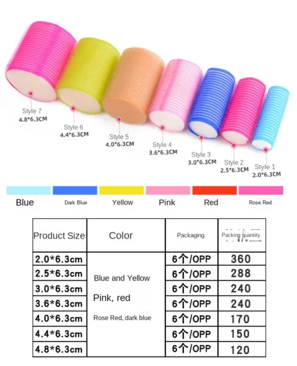1/6Pc/ Sponge Hair Rollers Set Self Curling Styling - Image 3
