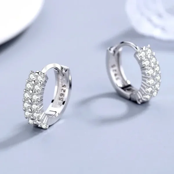 High Quality Crystal Zircon Round Silver Plated Earrings - Image 3