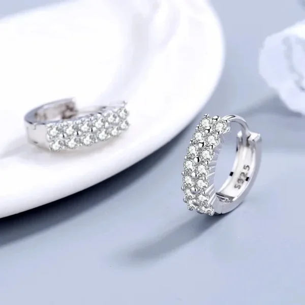 High Quality Crystal Zircon Round Silver Plated Earrings - Image 4