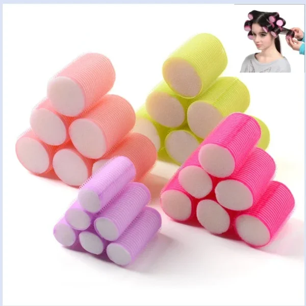 1/6Pc/ Sponge Hair Rollers Set Self Curling Styling - Image 2