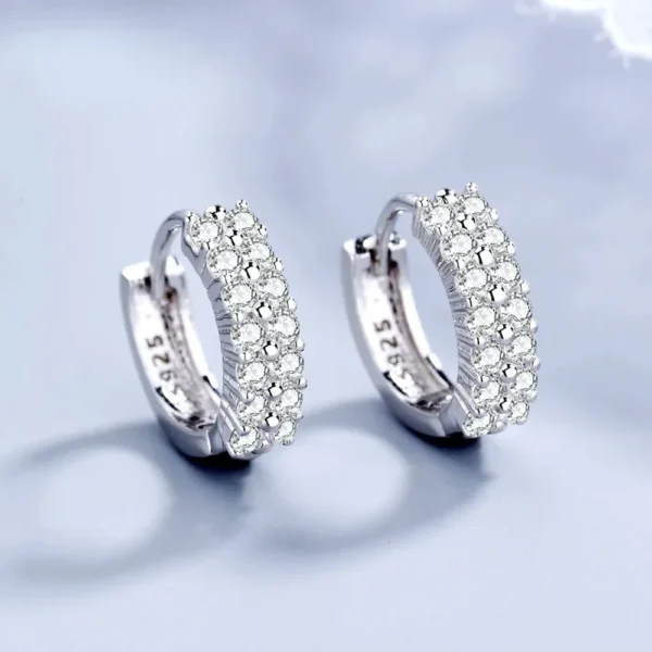 High Quality Crystal Zircon Round Silver Plated Earrings
