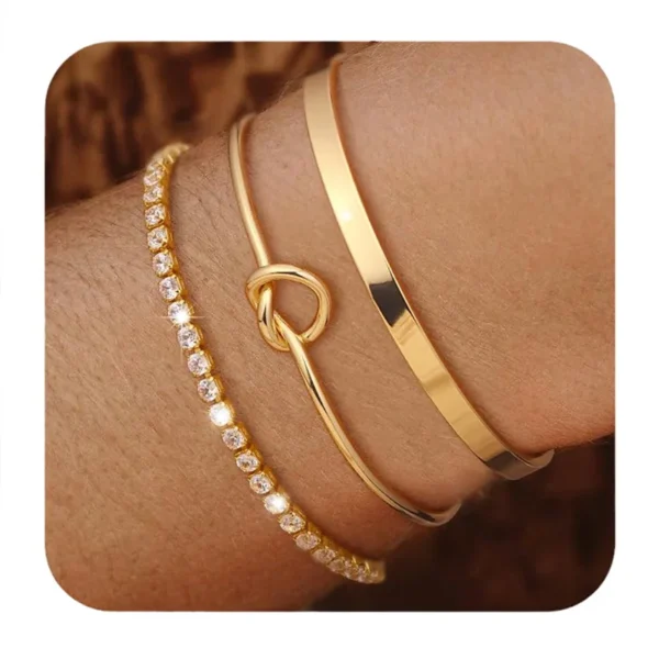 3pcs Gold Plated Bracelets